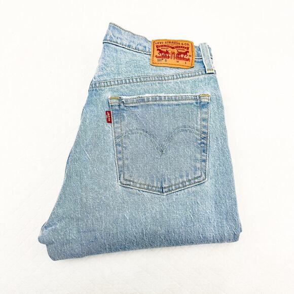 Levi's 501 Short Light Wash Button Fly Denim Jeans Size 27 x 28 - Picture 1 of 7